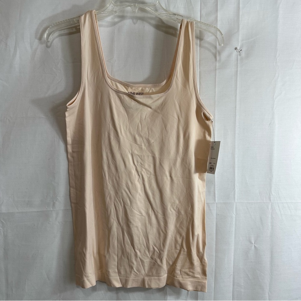Nine West Womens Basic Essential Seamless Stretch Tank Top Tan L/XL